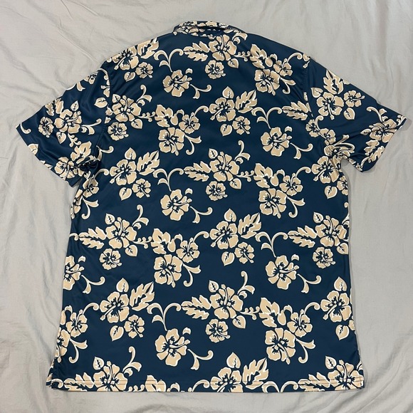 REYN SPOONER Men's XL Hawaiian Floral Print Polyester Short Sleeve Polo Shirt - Picture 3 of 12